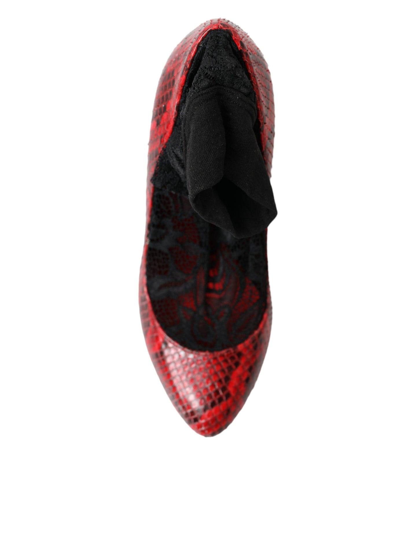 Red Ayers Leather Lace Socks Pumps Shoes
