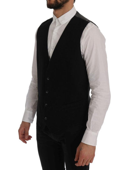Black STAFF Cotton Rayon Vest - Designed by Dolce & Gabbana Available to Buy at a Discounted Price on Moon Behind The Hill Online Designer Discount Store