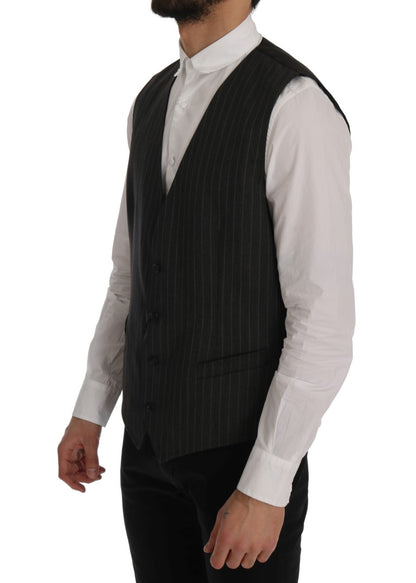 Gray STAFF Wool Stretch Vest - Designed by Dolce & Gabbana Available to Buy at a Discounted Price on Moon Behind The Hill Online Designer Discount Store