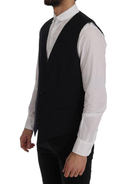 Blue STAFF Wool Stretch Vest - Designed by Dolce & Gabbana Available to Buy at a Discounted Price on Moon Behind The Hill Online Designer Discount Store