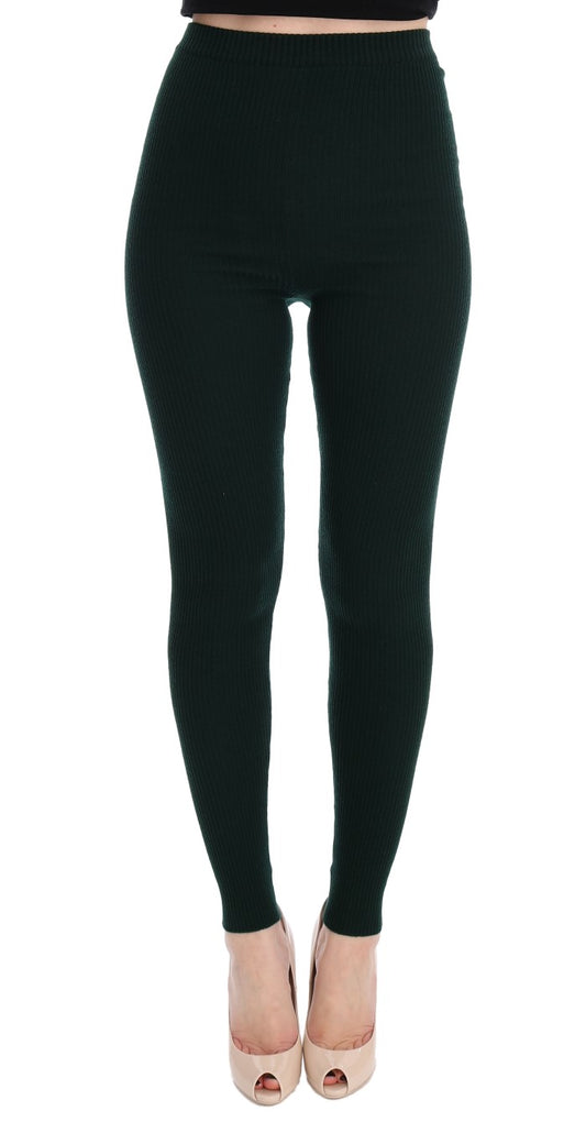 Green Wool Stretch Tights - Designed by Dolce & Gabbana Available to Buy at a Discounted Price on Moon Behind The Hill Online Designer Discount Store