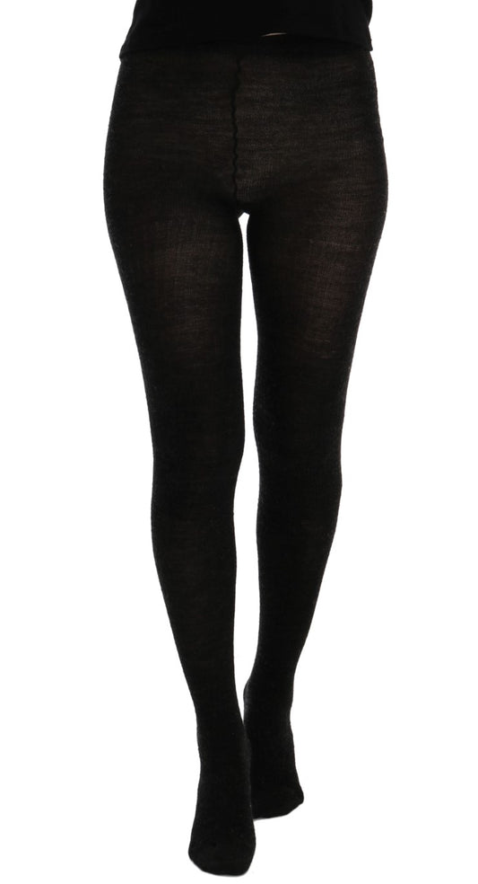 Gray Wool Blend Stretch Tights - Designed by Dolce & Gabbana Available to Buy at a Discounted Price on Moon Behind The Hill Online Designer Discount Store