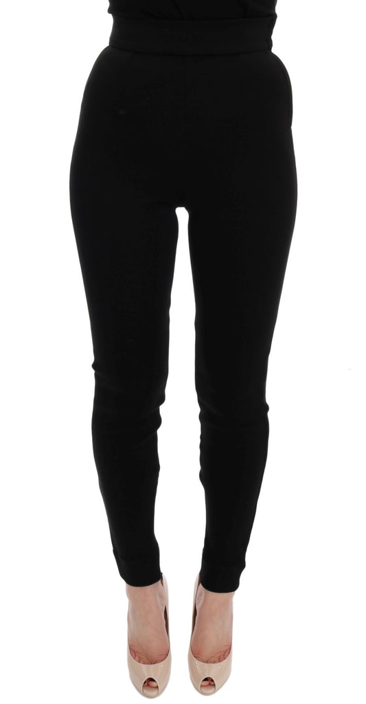 Black High Waist Stretch Tights - Designed by Dolce & Gabbana Available to Buy at a Discounted Price on Moon Behind The Hill Online Designer Discount Store
