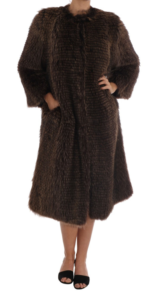 Brown Raccoon Fur Coat Jacket - Designed by Dolce & Gabbana Available to Buy at a Discounted Price on Moon Behind The Hill Online Designer Discount Store