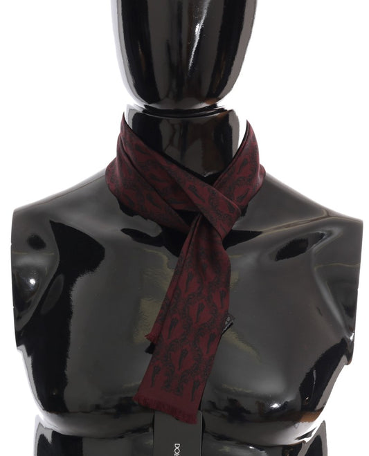 Dolce & Gabbana Bordeaux Silk Crown Chili Scarf - Designed by Dolce & Gabbana Available to Buy at a Discounted Price on Moon Behind The Hill Online Designer Discount Store
