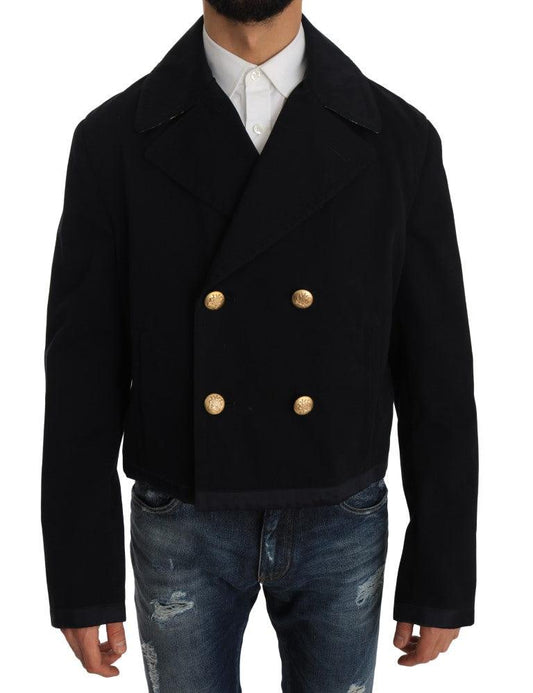 Dolce & Gabbana Men's Trench Blue Cotton Stretch Jacket Coat - Designed by Dolce & Gabbana Available to Buy at a Discounted Price on Moon Behind The Hill Online Designer Discount Store
