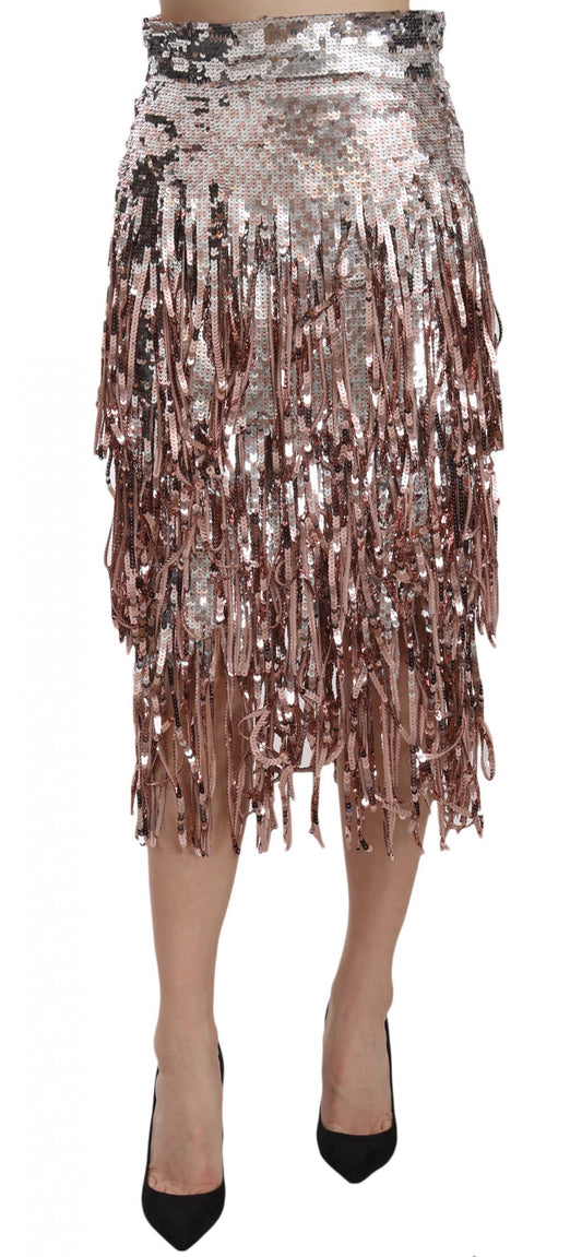 Sequin Embellished Fringe Midi Pencil Skirt designed by Dolce & Gabbana available from Moon Behind The Hill's Women's Clothing range