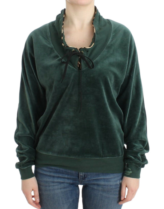 Cavalli Women's Green velvet cotton sweater