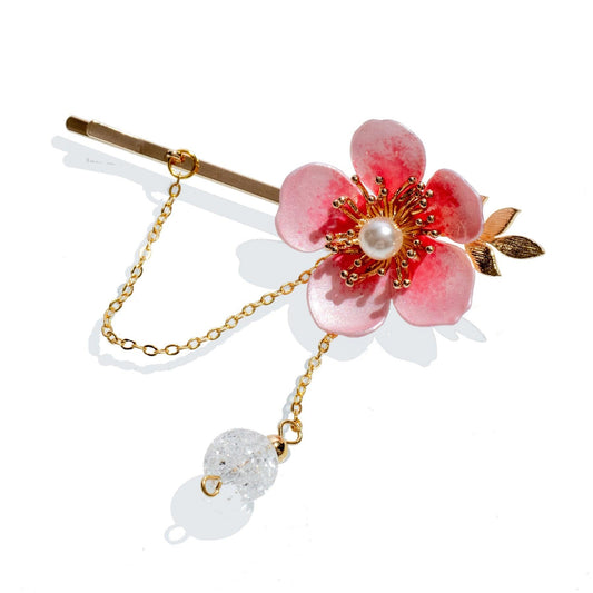 Cherry Blossom Sakura Crystal Hair Pin - Designed by Upcycle with Jing Available to Buy at a Discounted Price on Moon Behind The Hill Online Designer Discount Store