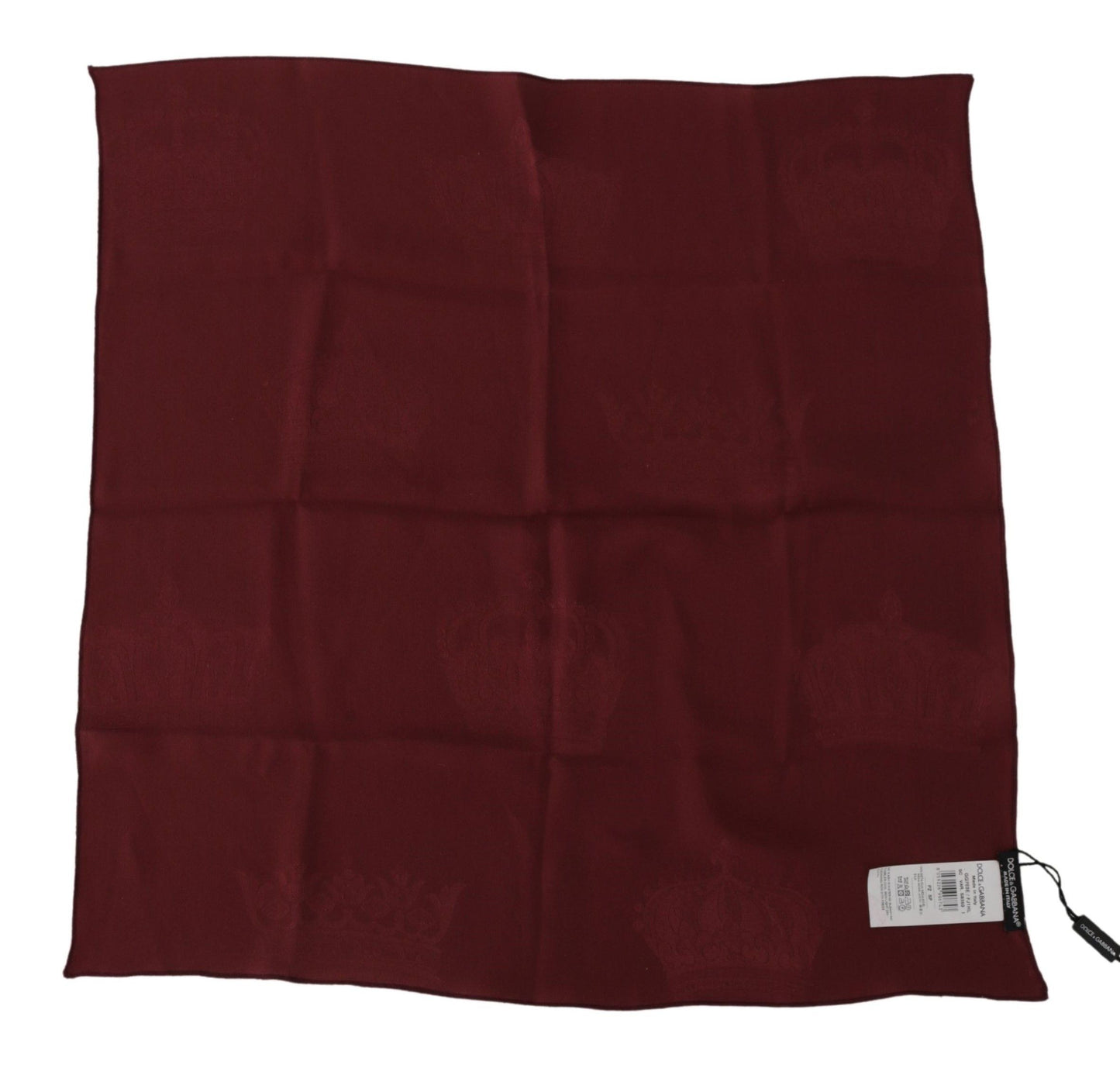 Dolce & Gabbana Maroon Silk Crown Square Wrap Handkerchief Scarf - Designed by Dolce & Gabbana Available to Buy at a Discounted Price on Moon Behind The Hill Online Designer Discount Store