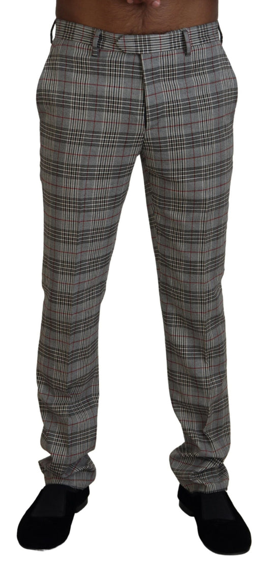 Bencivenga Gray Checkered Skinny Men Pants - Designed by BENCIVENGA Available to Buy at a Discounted Price on Moon Behind The Hill Online Designer Discount Store
