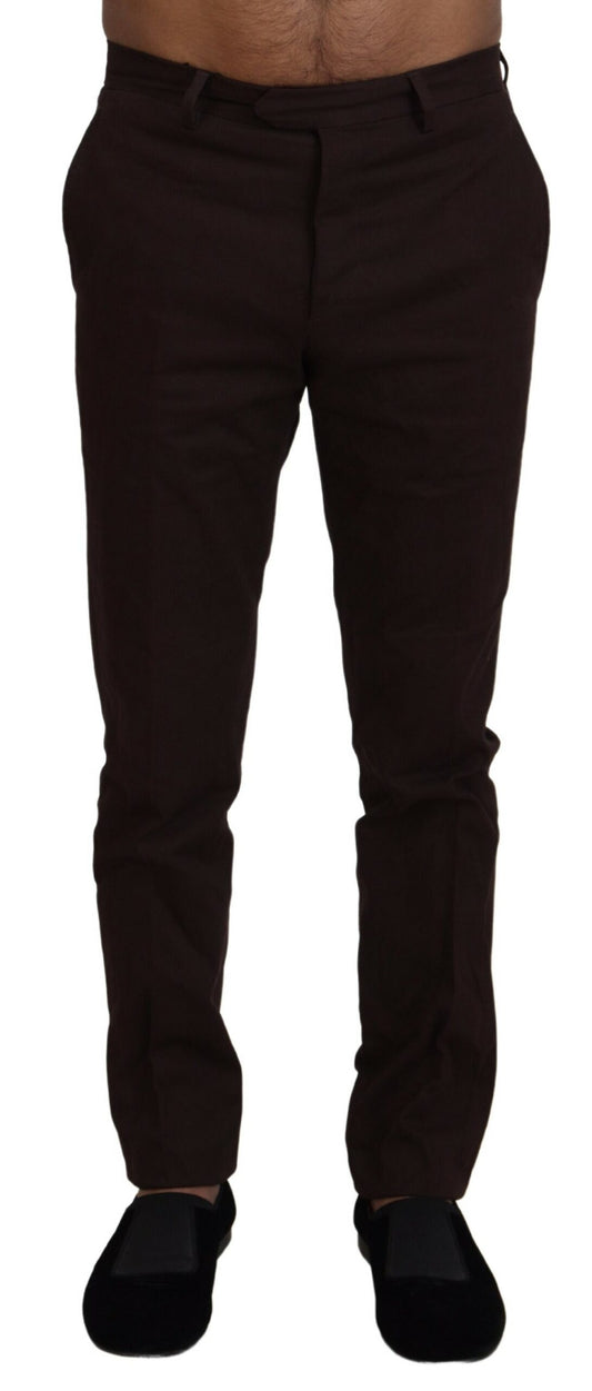 Bencivenga Brown Cotton Tapered Formal Men Pants - Designed by BENCIVENGA Available to Buy at a Discounted Price on Moon Behind The Hill Online Designer Discount Store