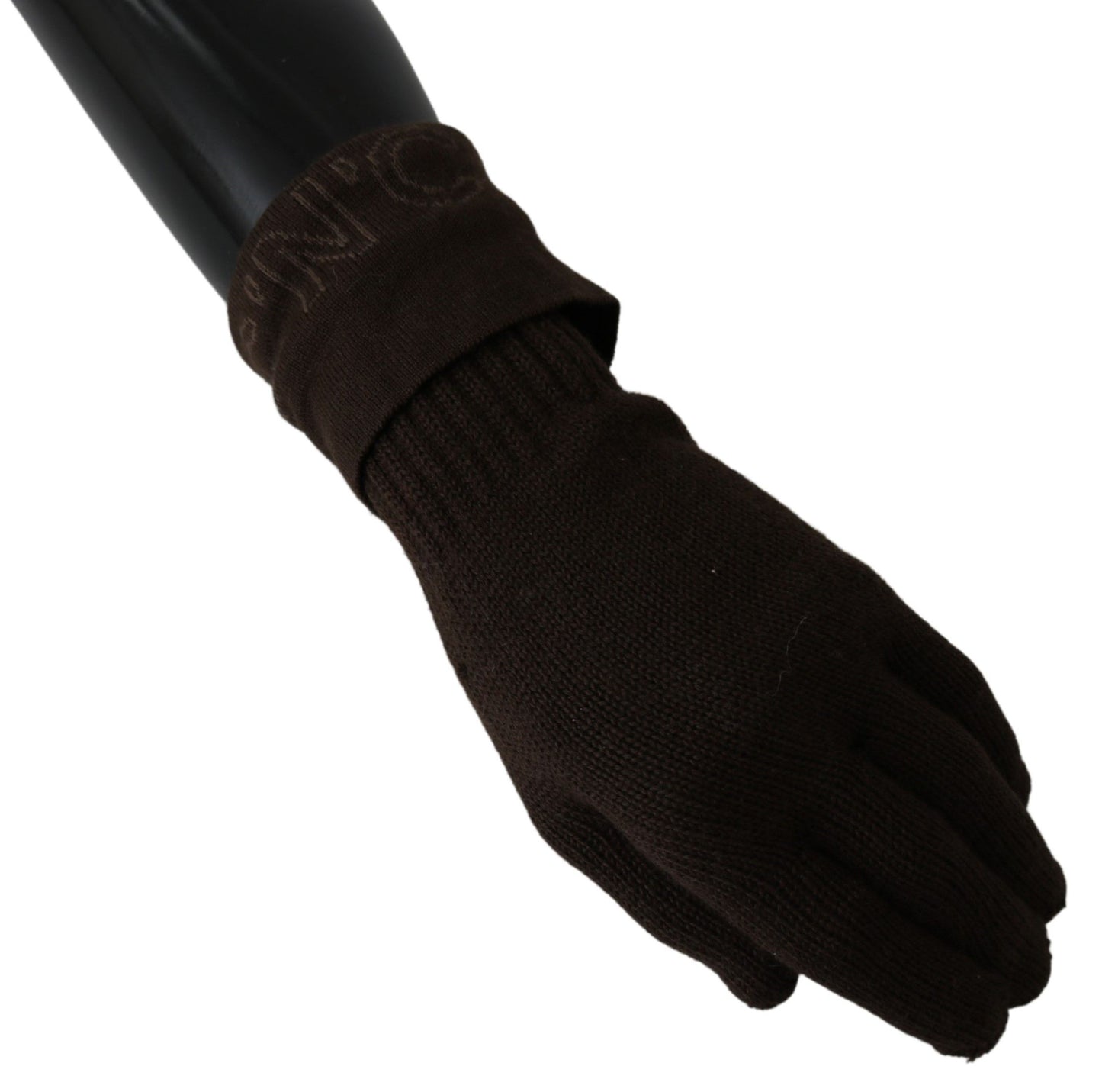 Brown Wool Knitted One Size Wrist Length Gloves - Designed by Costume National Available to Buy at a Discounted Price on Moon Behind The Hill Online Designer Discount Store
