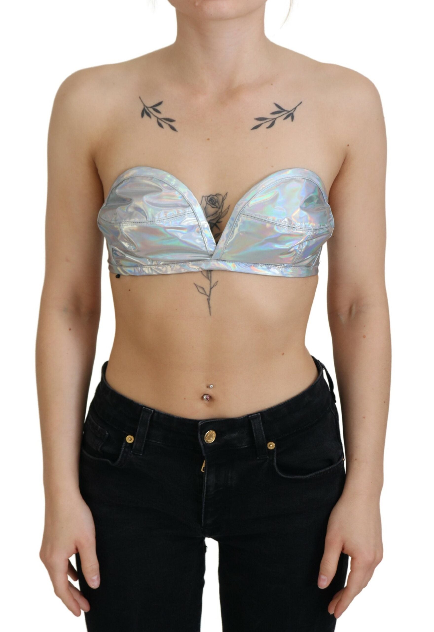 Dolce & Gabbana Silver Holographic Effect Bustier Brassiere Top – Moon  Behind The Hill