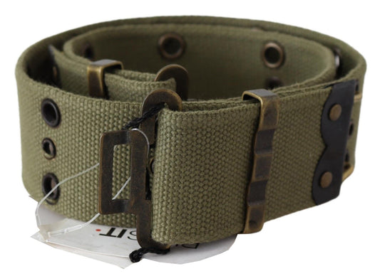 Green 100% Cotton Rustic Bronze Buckle Belt - Designed by Ermanno Scervino Available to Buy at a Discounted Price on Moon Behind The Hill Online Designer Discount Store