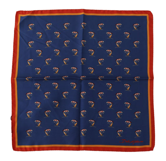 Dolce & Gabbana Blue Printed Square Mens Handkerchief 100% Silk Scarf - Designed by Dolce & Gabbana Available to Buy at a Discounted Price on Moon Behind The Hill Online Designer Discount Sto