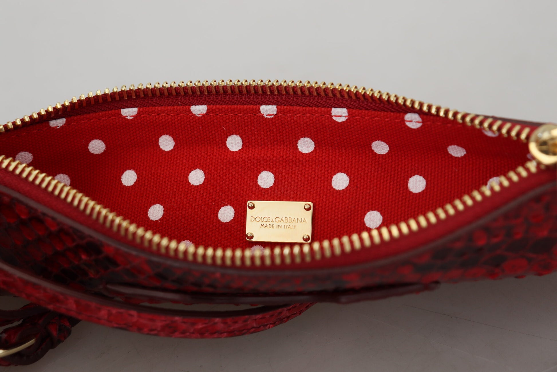 Dolce & Gabbana Red Leather Ayers Clutch Purse Wristlet Hand - Designed by Dolce & Gabbana Available to Buy at a Discounted Price on Moon Behind The Hill Online Designer Discount Store