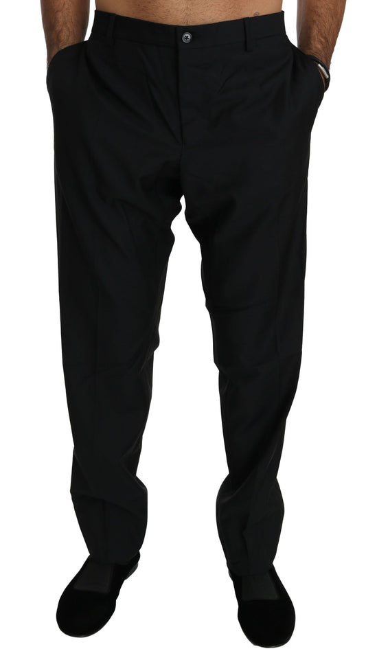 Black Dress Formal Trouser Men Wool Pants - Designed by Dolce & Gabbana Available to Buy at a Discounted Price on Moon Behind The Hill Online Designer Discount Store