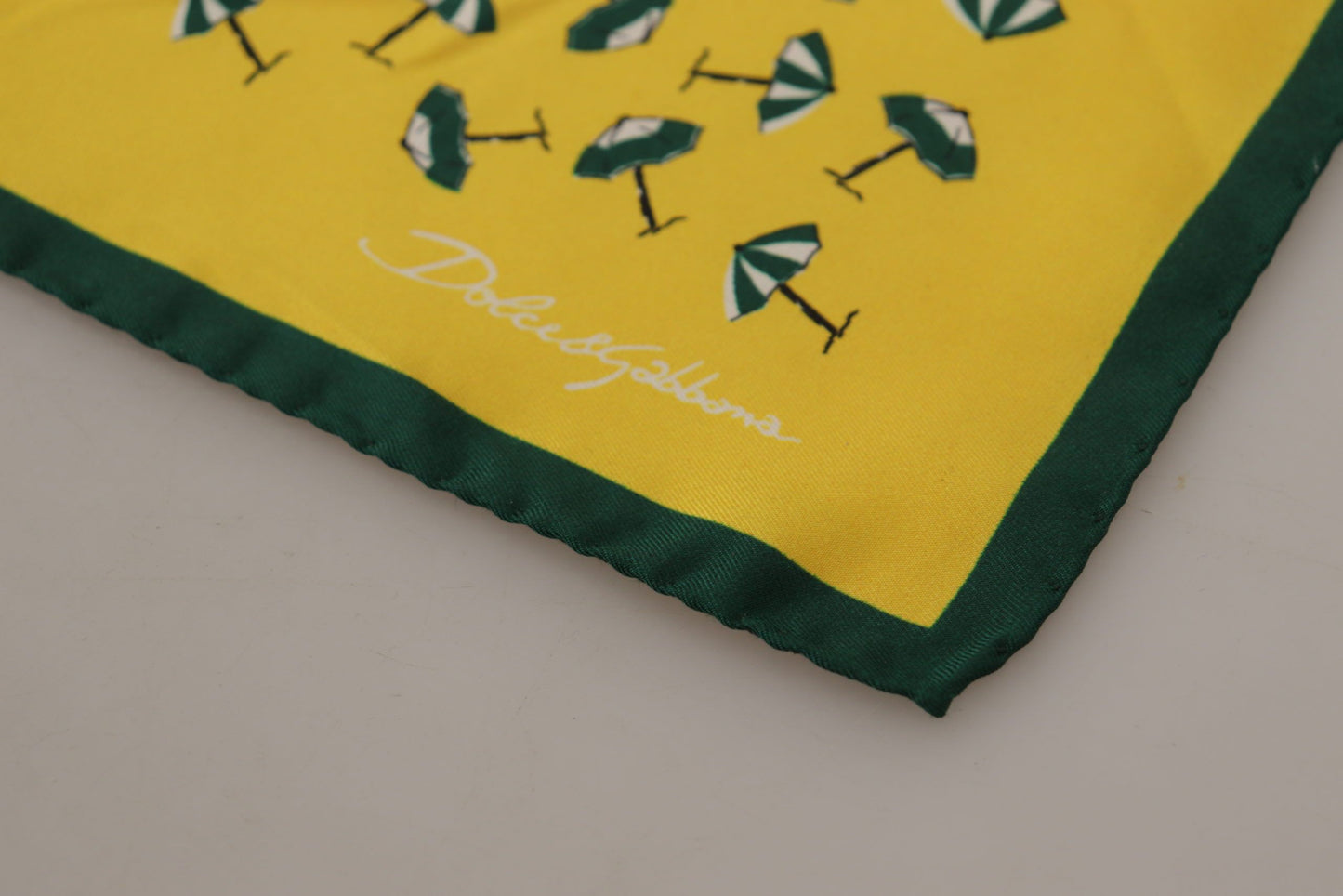 Yellow Printed DG Logo Square Mens Handkerchief Scarf