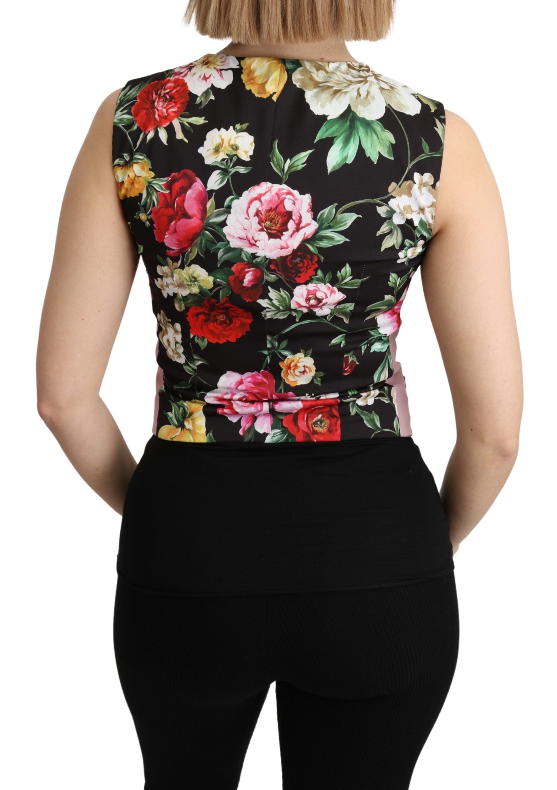 Dolce & Gabbana Ladies' Pink Sleeveless Waistcoat Vest Cotton Top - Designed by Dolce & Gabbana Available to Buy at a Discounted Price on Moon Behind The Hill Online Designer Discount Store