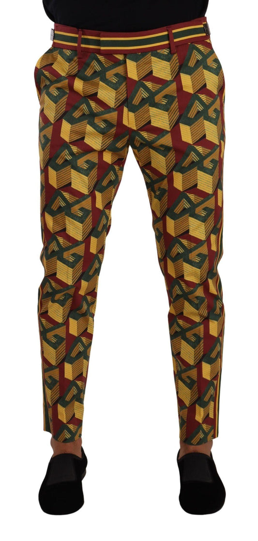 Multicolor Logo Mania Cotton Tapered Trouser Pants designed by Dolce & Gabbana available from Moon Behind The Hill 's Clothing > Pants > Mens range