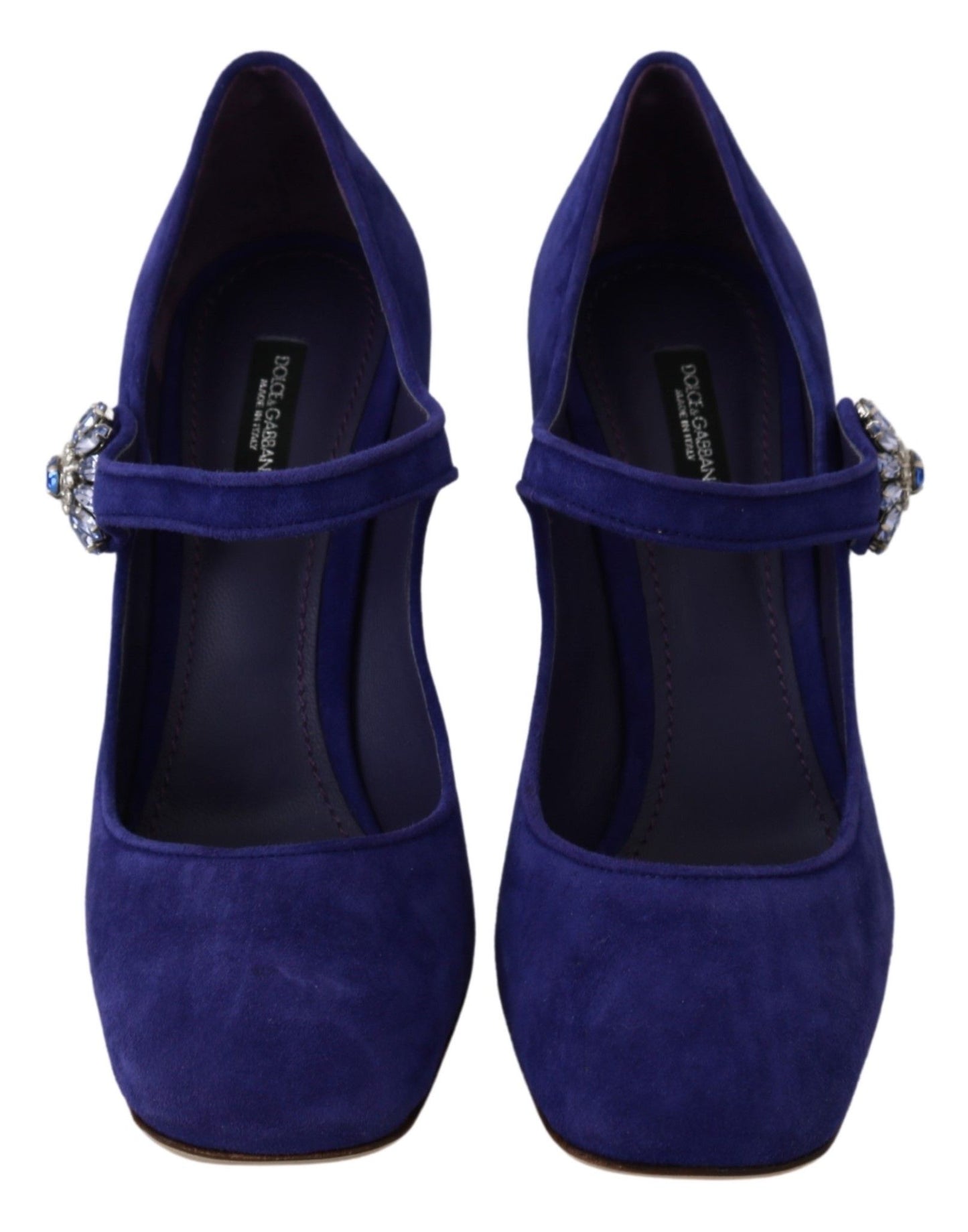 Dolce & Gabbana Purple Suede Crystal Pumps Heels Shoes - Designed by Dolce & Gabbana Available to Buy at a Discounted Price on Moon Behind The Hill Online Designer Discount Store