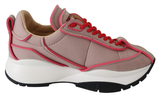 Jimmy Choo Ballet Pink and Red Raine Sneakers - Designed by Jimmy Choo Available to Buy at a Discounted Price on Moon Behind The Hill Online Designer Discount Store