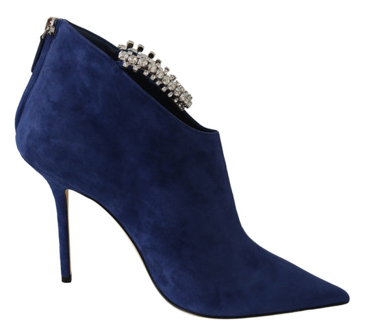 Jimmy Choo Blaize 100 Pop Blue Leather Boots - Designed by Jimmy Choo Available to Buy at a Discounted Price on Moon Behind The Hill Online Designer Discount Store