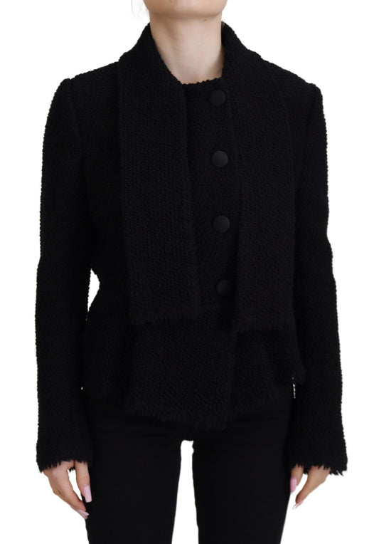 Dolce & Gabbana Black Wool Coat Blazer Wrap Jacket - Designed by Dolce & Gabbana Available to Buy at a Discounted Price on Moon Behind The Hill Online Designer Discount Store