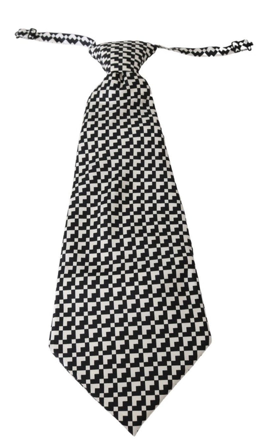 Black Patterned Mens Necktie 100% Silk Tie - Designed by Dolce & Gabbana Available to Buy at a Discounted Price on Moon Behind The Hill Online Designer Discount Store