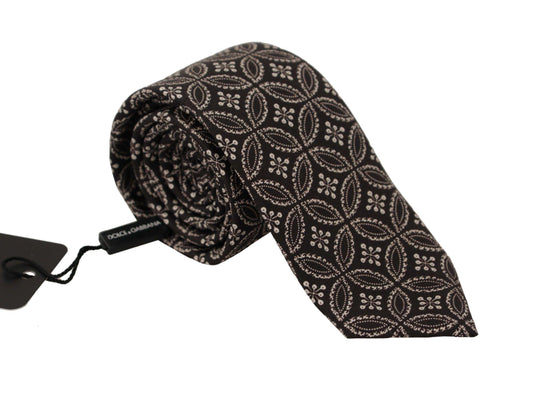 Dolce & Gabbana Black White Fantasy Print Silk Adjustable Accessory Tie - Designed by Dolce & Gabbana Available to Buy at a Discounted Price on Moon Behind The Hill Online Designer Discount S