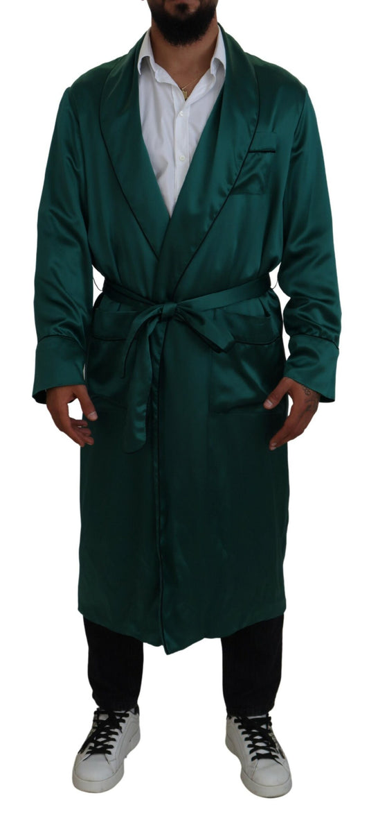 Green Silk Waist Belt Robe Sleepwear - Designed by Dolce & Gabbana Available to Buy at a Discounted Price on Moon Behind The Hill Online Designer Discount Store