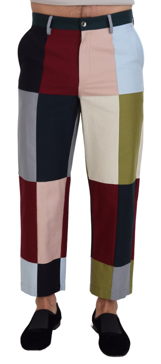 Dolce & Gabbana Men's Multicolor Cotton Patchwork Pants - Designed by Dolce & Gabbana Available to Buy at a Discounted Price on Moon Behind The Hill Online Designer Discount Store