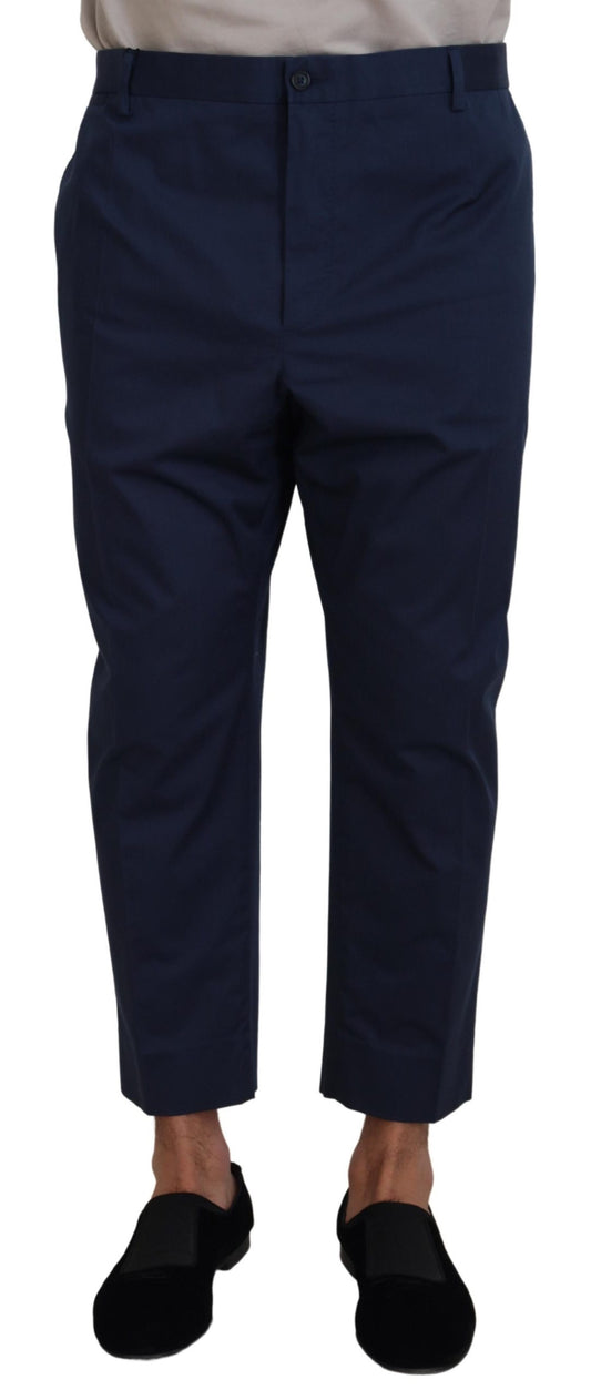 Dolce & Gabbana Blue Cotton Men Cropped Pants - Designed by Dolce & Gabbana Available to Buy at a Discounted Price on Moon Behind The Hill Online Designer Discount Store