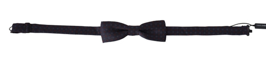 Gray Pattern Silk Adjustable Neck Papillon Bow Tie - Designed by Dolce & Gabbana Available to Buy at a Discounted Price on Moon Behind The Hill Online Designer Discount Store