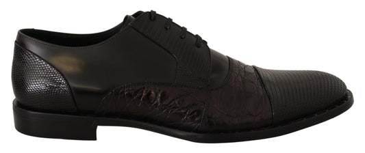 Black Leather Exotic Skins Formal Shoes - Designed by Dolce & Gabbana Available to Buy at a Discounted Price on Moon Behind The Hill Online Designer Discount Store