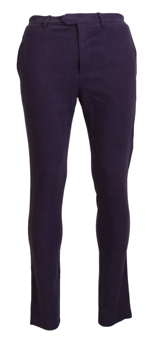Bencivenga Purple Pure Cotton Tapered Men's Pants - Designed by BENCIVENGA Available to Buy at a Discounted Price on Moon Behind The Hill Online Designer Discount Store