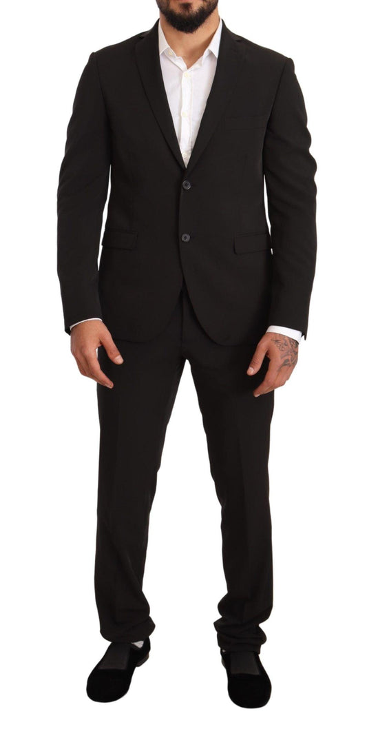 Dolce & Gabbana Men's Black Polyester Slim 2 Piece Set TAGLIENTE Suit - Designed by Domenico Tagliente Available to Buy at a Discounted Price on Moon Behind The Hill Online Designer Discount 