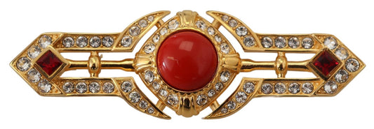 Dolce & Gabbana Gold Tone Brass Crystal Embellished Pin Brooch - Designed by Dolce & Gabbana Available to Buy at a Discounted Price on Moon Behind The Hill Online Designer Discount Store