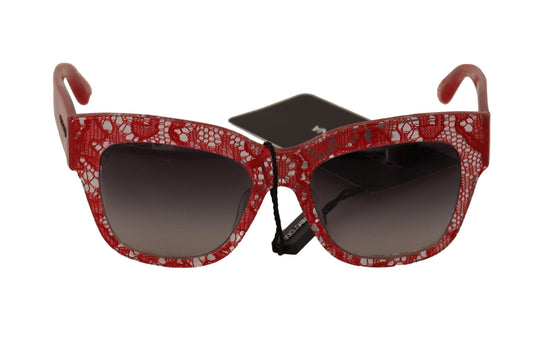 Red Lace Acetate Rectangle Shades Sunglasses designed by Dolce & Gabbana available from Moon Behind The Hill 's Clothing Accessories > Sunglasses > Womens range