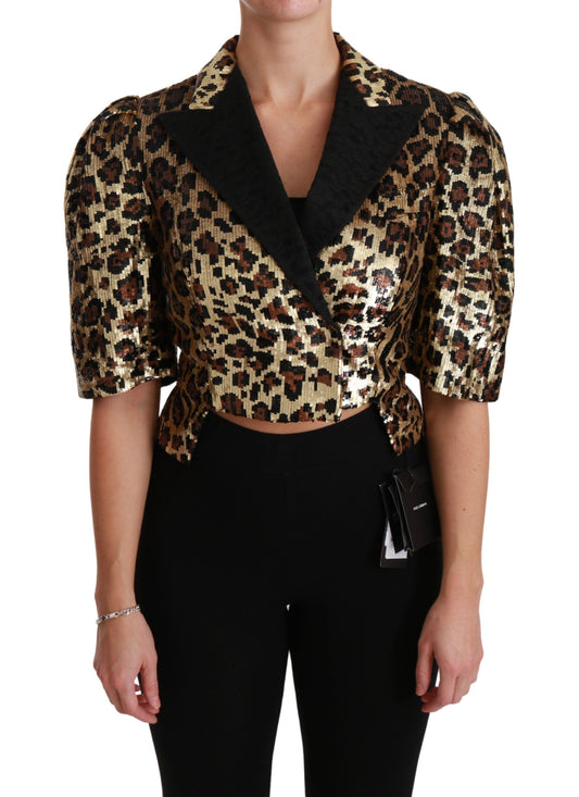 Blazer Gold Leopard Sequined Jacket - Designed by Dolce & Gabbana Available to Buy at a Discounted Price on Moon Behind The Hill Online Designer Discount Store