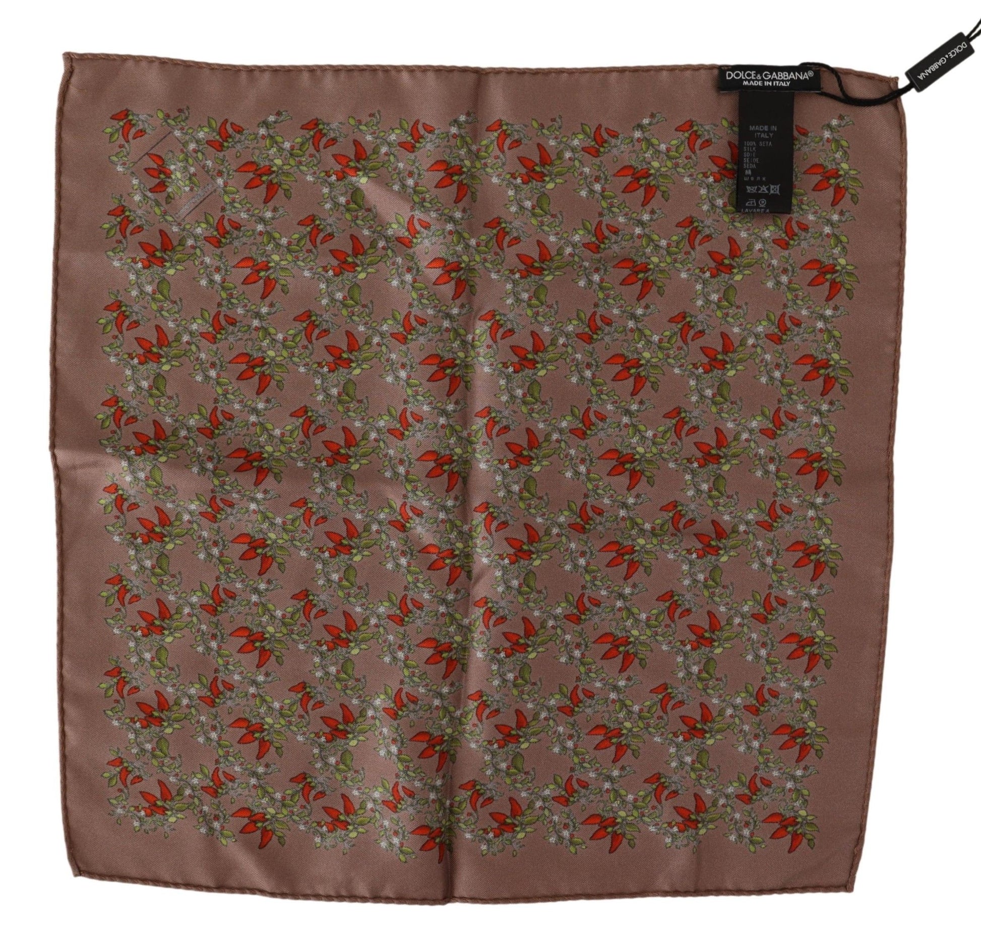 Brown Carrots Print Silk Handkerchief - Designed by Dolce & Gabbana Available to Buy at a Discounted Price on Moon Behind The Hill Online Designer Discount Store