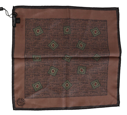Brown Patterned Silk Square Handkerchief Scarf - Designed by Dolce & Gabbana Available to Buy at a Discounted Price on Moon Behind The Hill Online Designer Discount Store