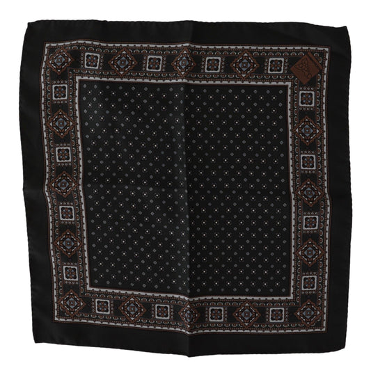 Black Silk Men Pocket Square Handkerchief Scarf - Designed by Dolce & Gabbana Available to Buy at a Discounted Price on Moon Behind The Hill Online Designer Discount Store