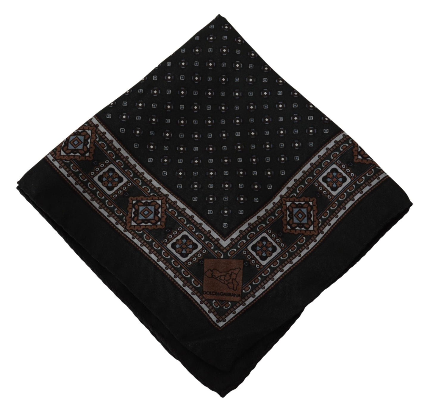 Black Silk Men Pocket Square Handkerchief Scarf - Designed by Dolce & Gabbana Available to Buy at a Discounted Price on Moon Behind The Hill Online Designer Discount Store