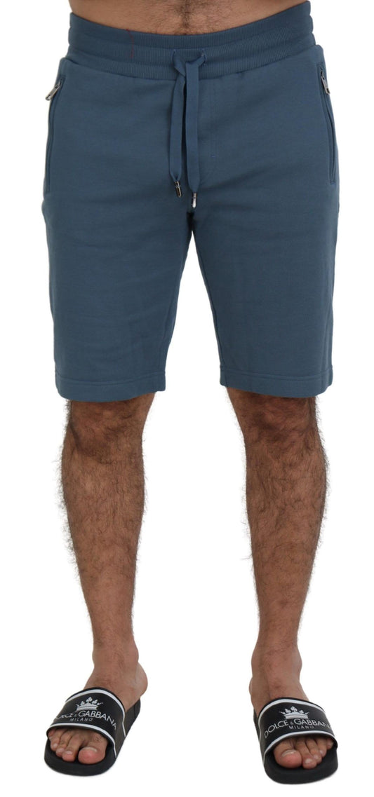 Dolce & Gabbana Men's Blue Cotton Bermuda Casual Mens Shorts - Designed by Dolce & Gabbana Available to Buy at a Discounted Price on Moon Behind The Hill Online Designer Discount Store