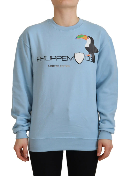 Philippe Model Women's Light Blue Logo Printed Long Sleeves Sweater