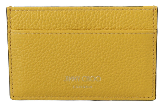 Jimmy Choo Aarna Yellow Leather Card Holder - Designed by Jimmy Choo Available to Buy at a Discounted Price on Moon Behind The Hill Online Designer Discount Store