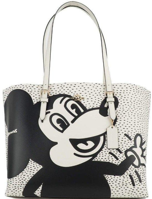 Coach Mickey Mouse X Keith Haring Mollie Large Tote Bag (Chalk) - Designed by COACH Available to Buy at a Discounted Price on Moon Behind The Hill Online Designer Discount Store
