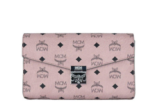 MCM Medium Signature Diamond Logo Clutch Crossbody Bag (Soft Pink) designed by MCM available from Moon Behind The Hill 's Handbags, Wallets & Cases > Handbags > Womens range